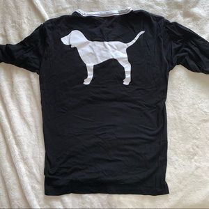 VS PINK Black and White Lace Up Tee